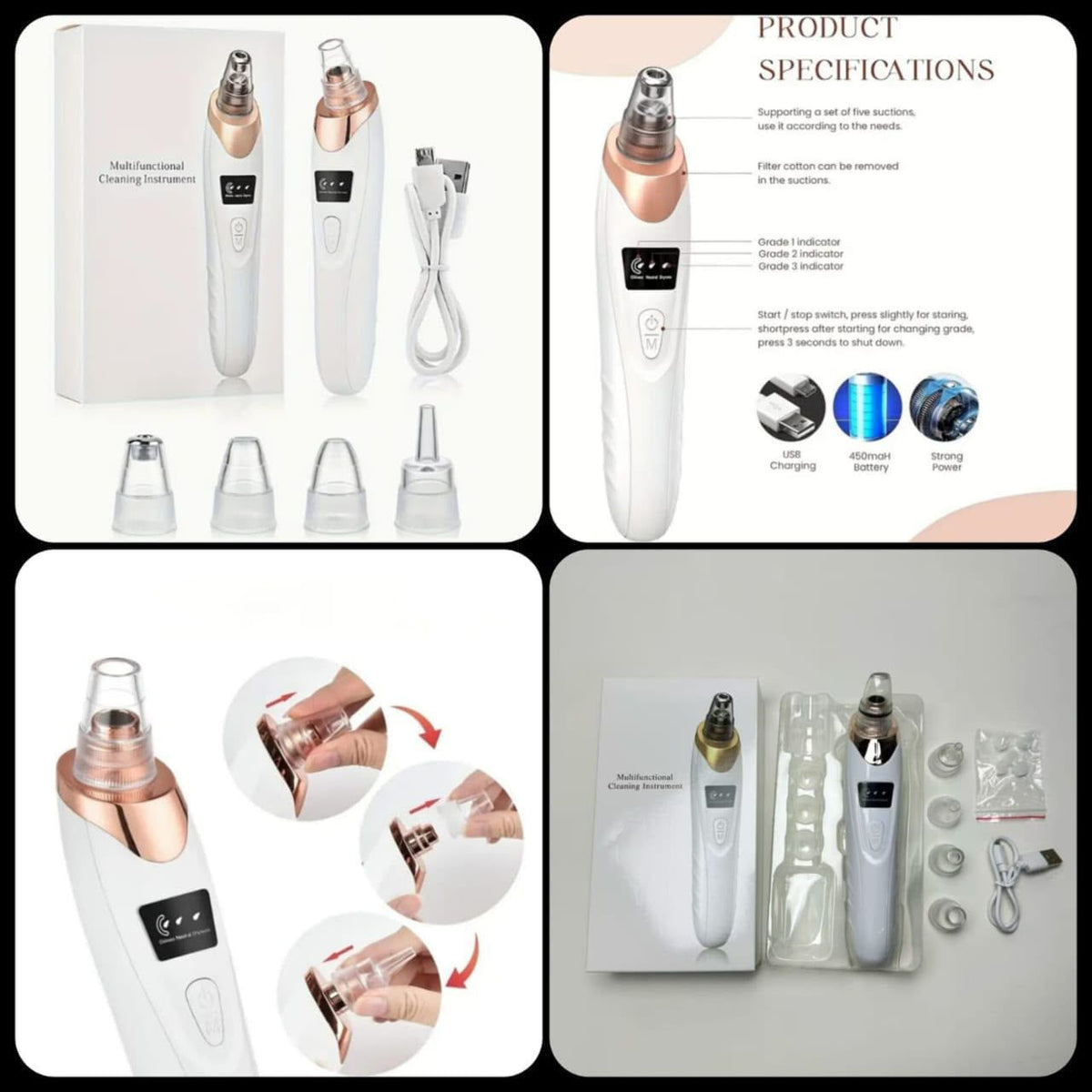 5in1 Rechargeable Acne/Pore/Blackheads Remover Machine 3 Modes