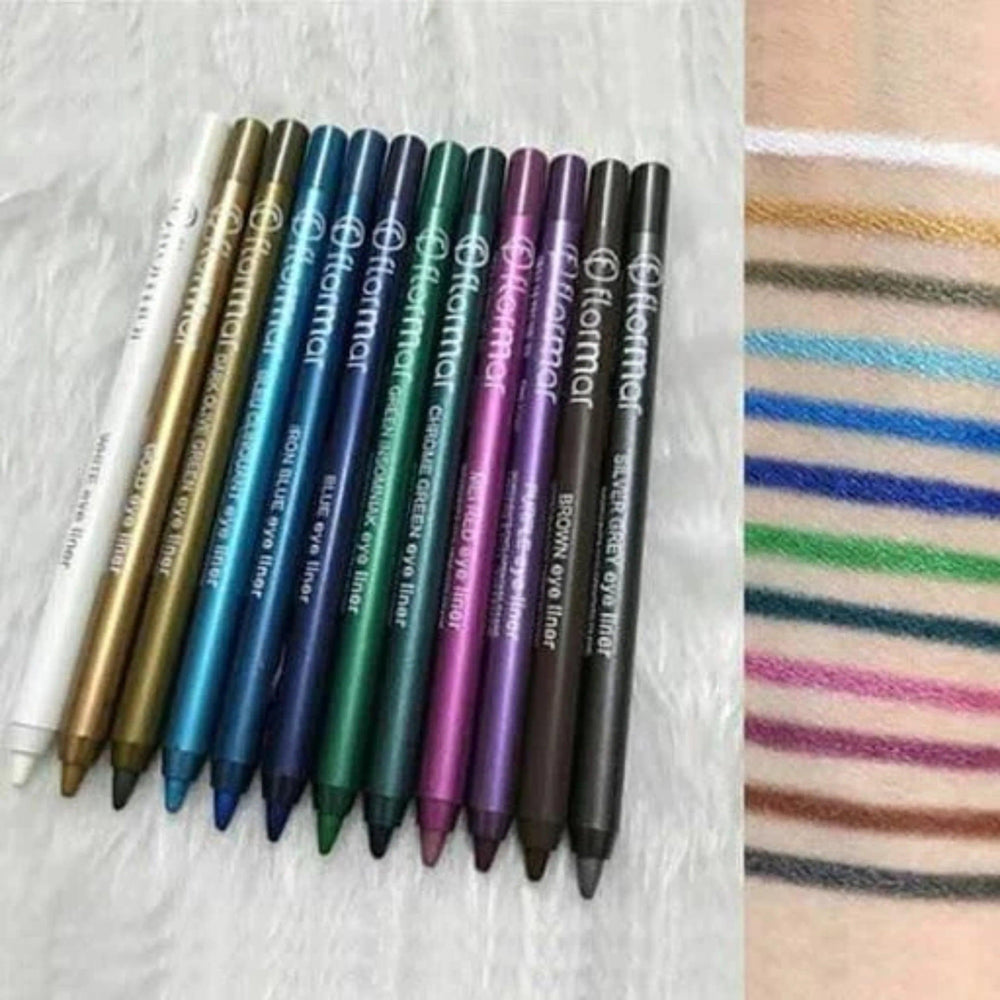 Flormar Waterproof Pencil Eyeliners - Pack of 12