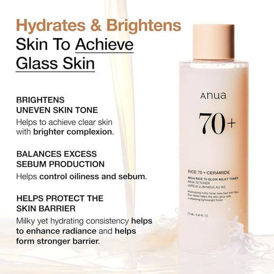 ANUA- Rice 70 + Glow Milky Toner 250ml