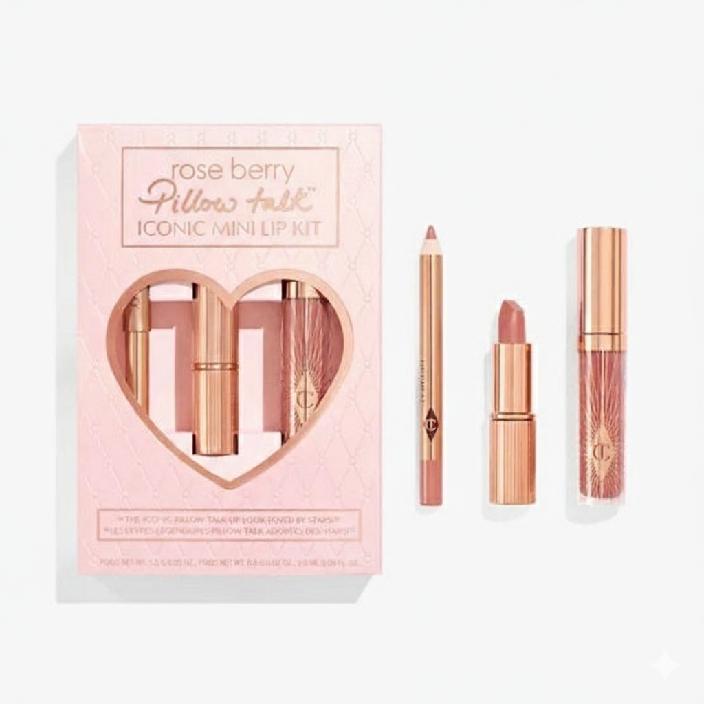 Rose Berry Pillow Talk Iconic Mini Lip Kit – Get the Perfect Nude Look