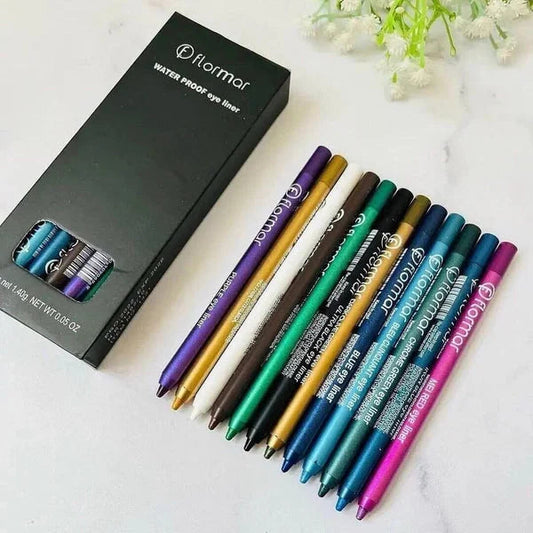 Flormar Waterproof Pencil Eyeliners - Pack of 12