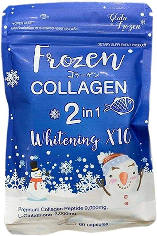 Frozen Collagen 2 in 1 glutathione Whitening 60 Capsules (Thailand) expire 2027