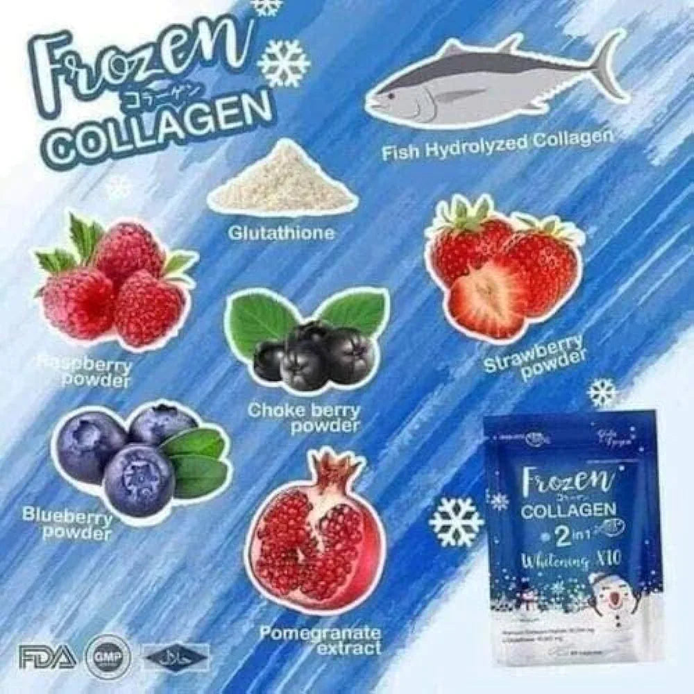 Frozen Collagen 2 in 1 glutathione Whitening 60 Capsules (Thailand) expire 2027